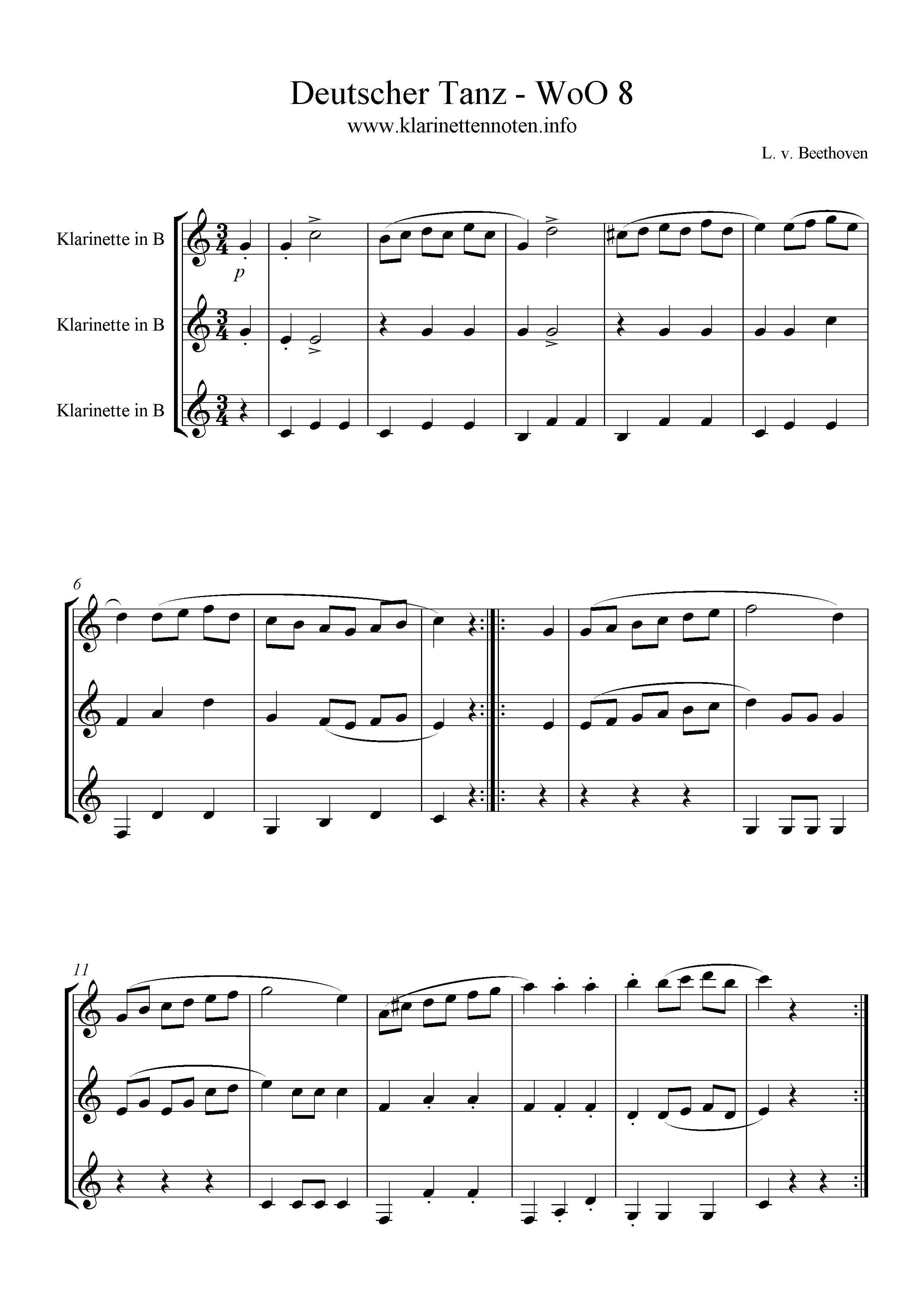 Klarinettentrio, WoO8 Deutscher Tanz, Beethoven